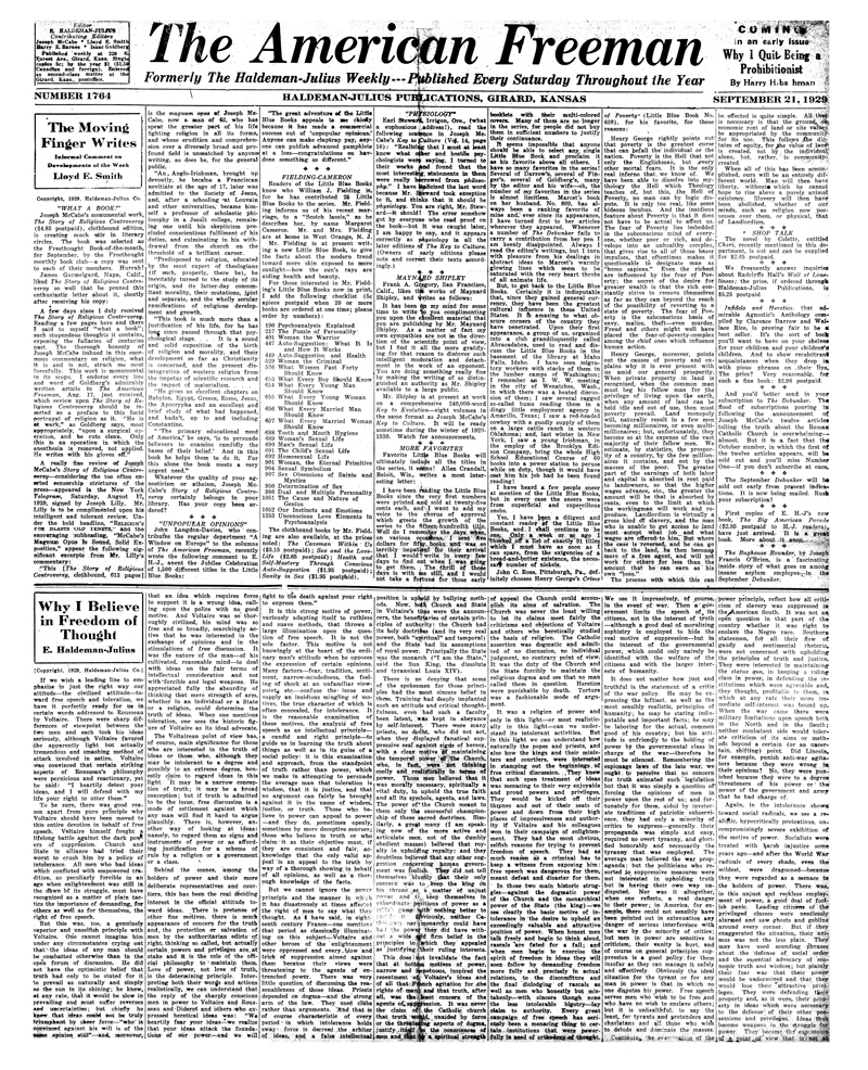 The American Freeman, Number 1764, Sept. 21, 1929.